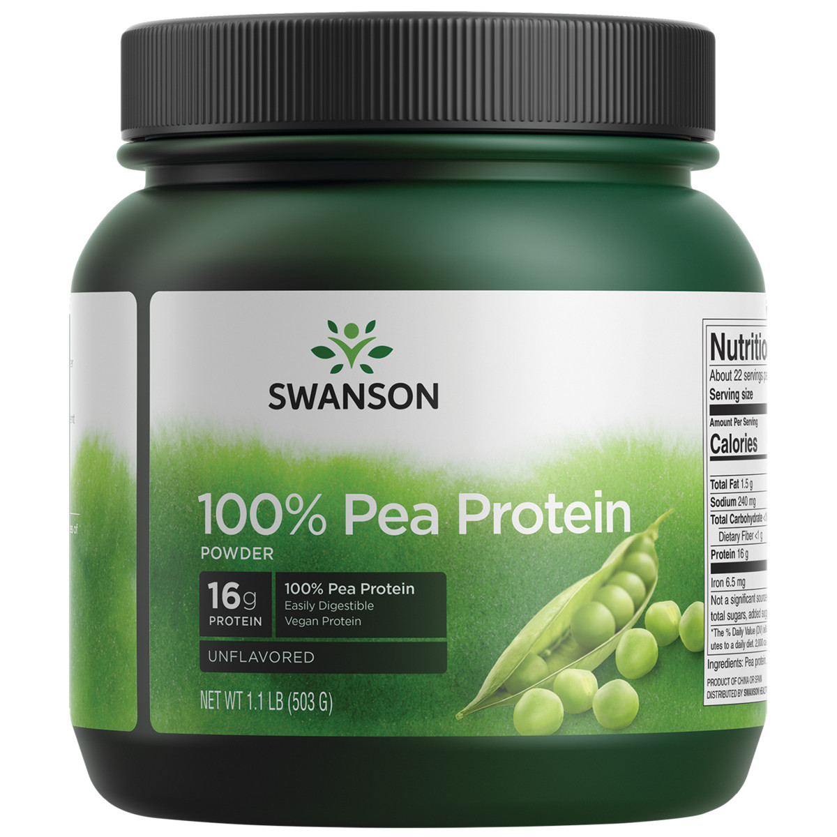 Swanson 100% Pure Pea Protein 1.1 lb Powder