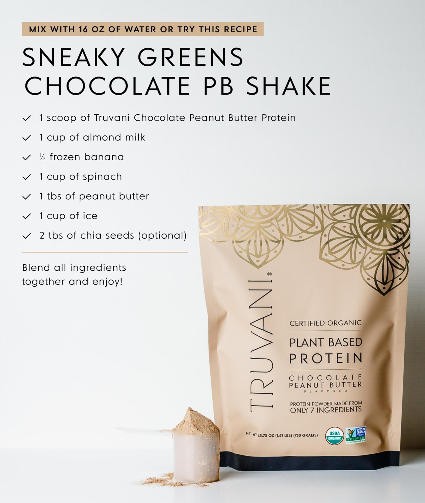 3/27 Truvani Dairy Free Protein Powder | Chocolate Peanut Butter | 20g Organic P