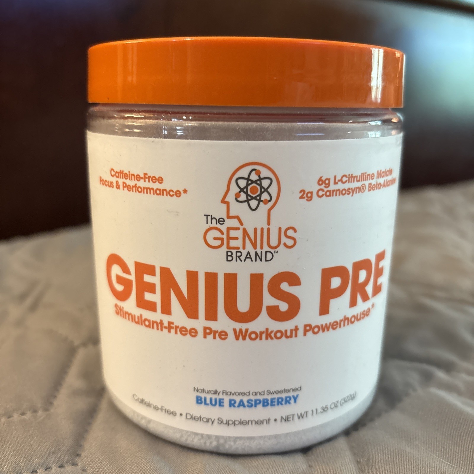 Genius Pre, Stimulant-Free Pre Workout Powerhouse 11.35 oz Blue Raspberry 12/26