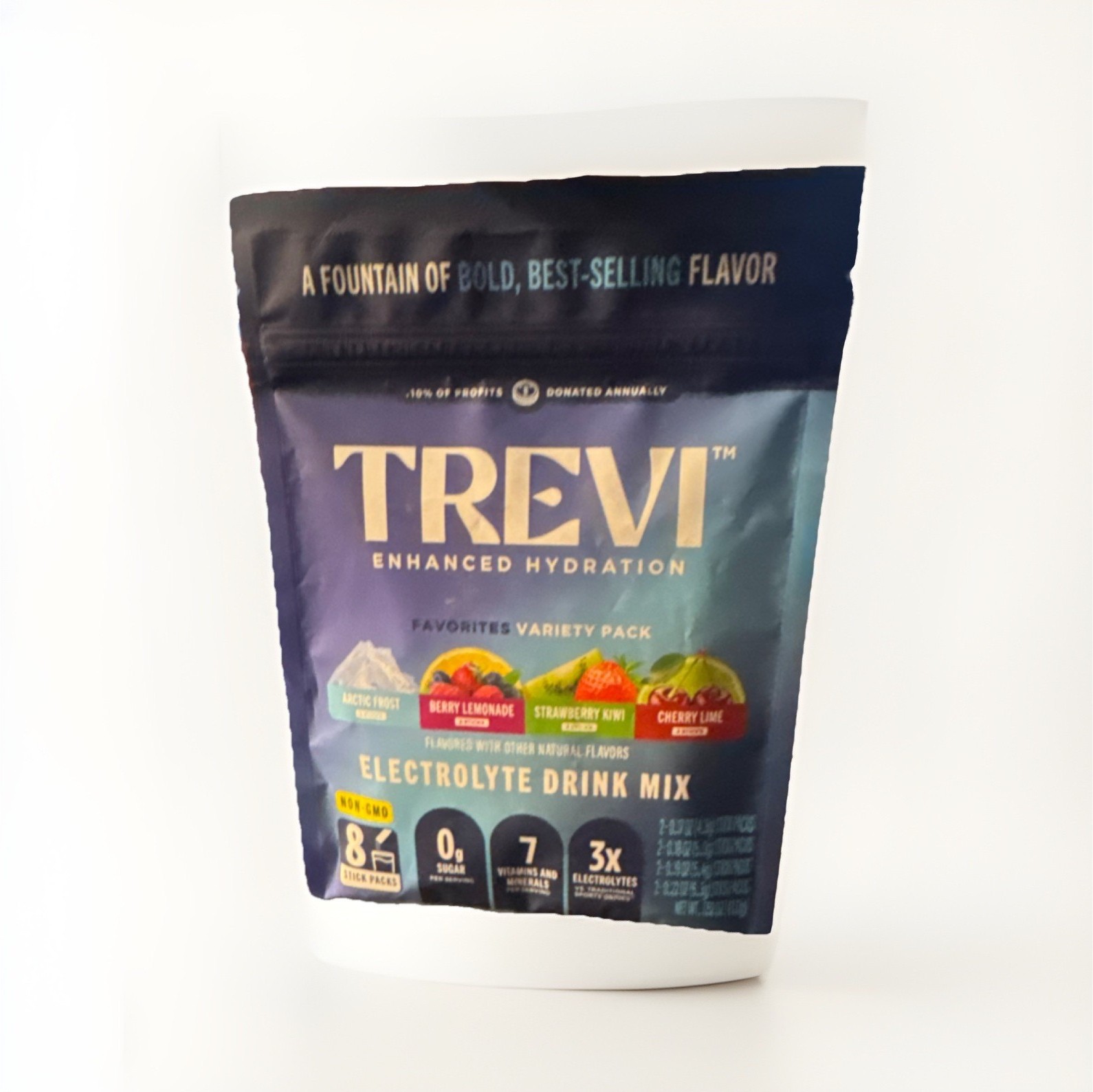 TREVI Electrolyte Drink Mix Sugar-Free Vegan Variety Pack 8 Sticks