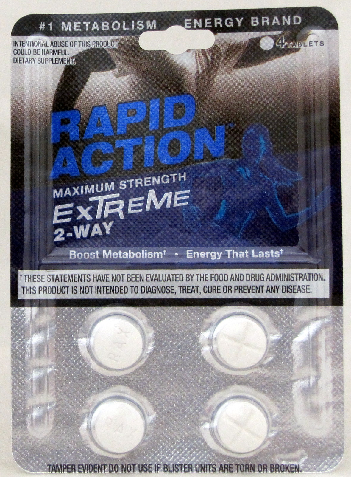 Rapid Action Extreme 2 Way Lasting Energy Boost Metabolism 6 packs 24 pills Max