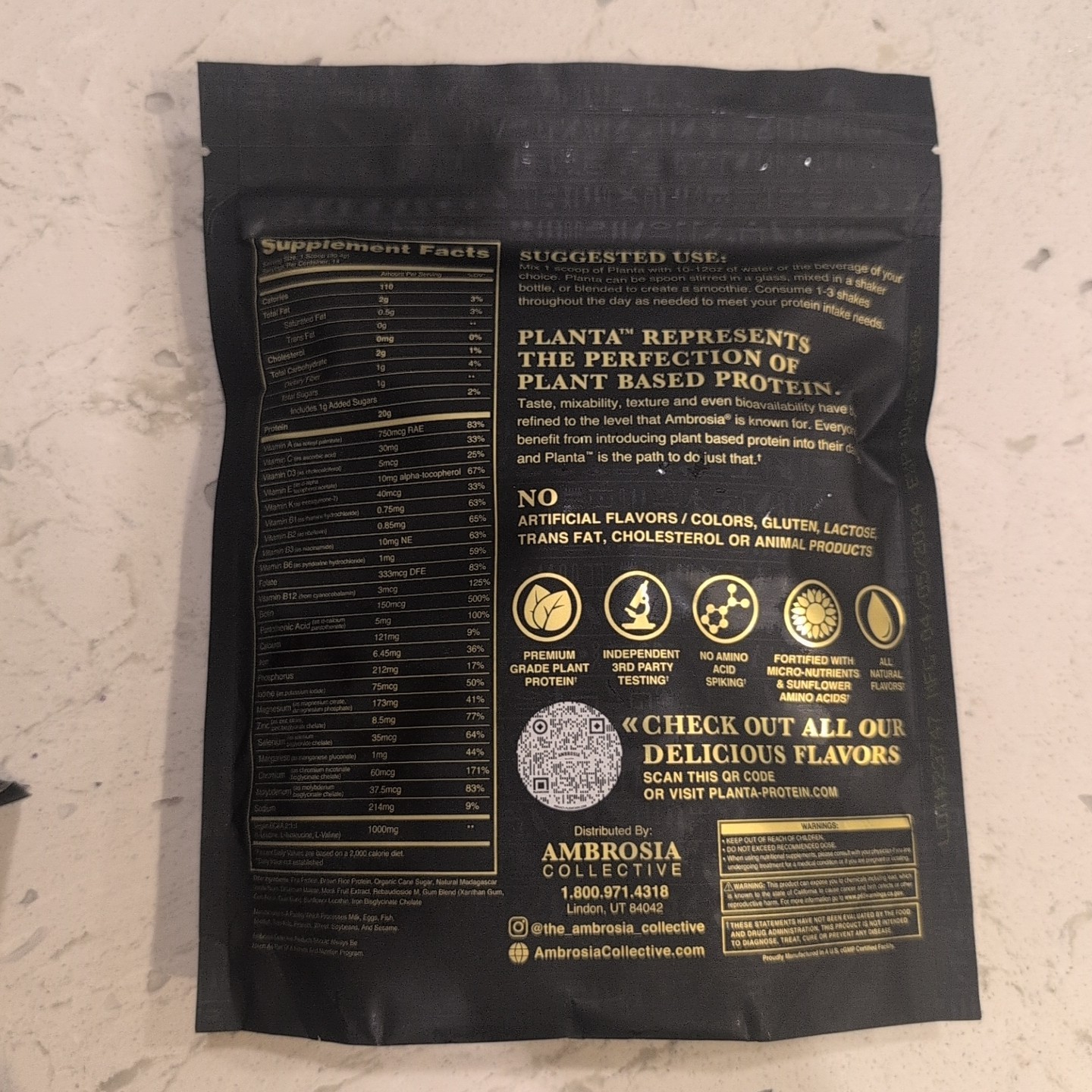 Ambrosia Collective Madagascar Vanilla Plant Protein Powder-Best By 04/2026