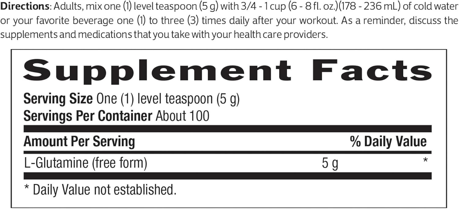 Biochem Glutamine Pure Powder 5g per Serving, 17.6 oz.