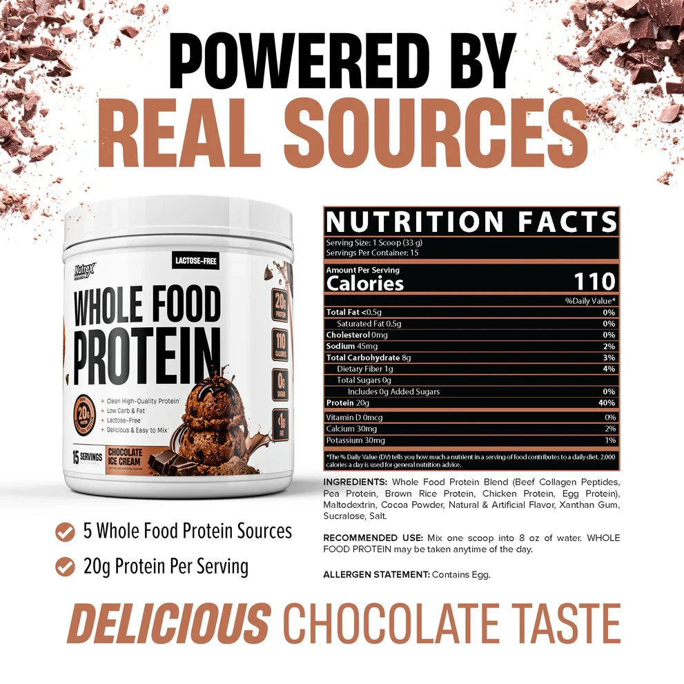 Nutrex – Whole Food Protein Chocolate Ice Cream 15srv