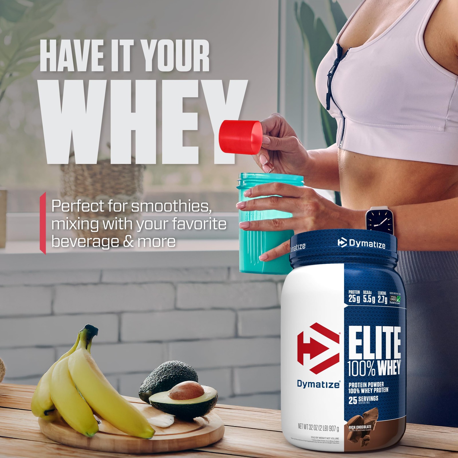 Dymatize Elite 100% Whey Protein Powder, 2 Pound (Pack of 1), Rich Chocolate