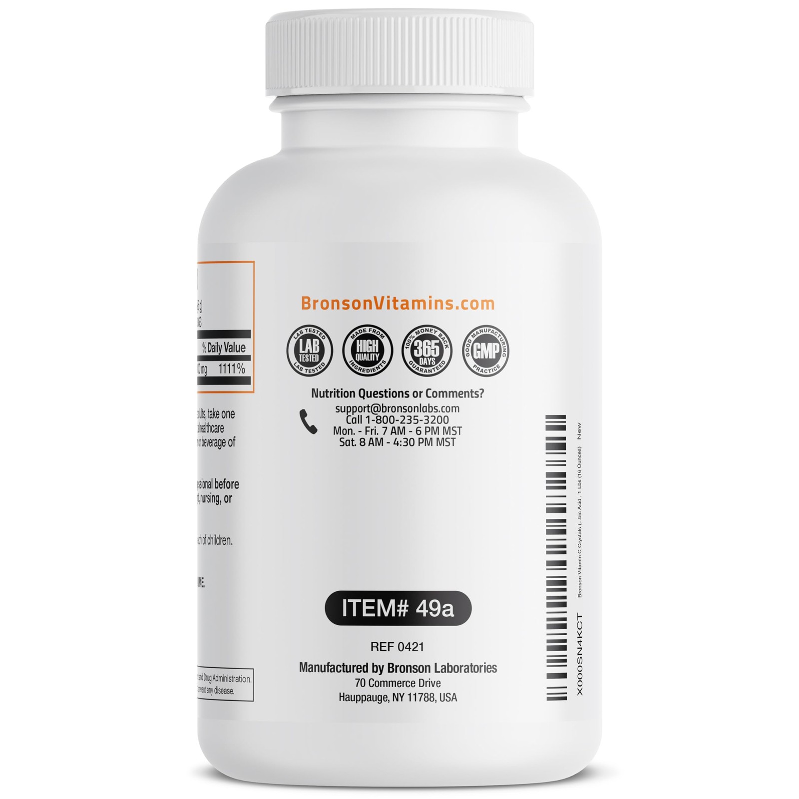 Bronson Vitamin C Powder Pure Ascorbic Acid Soluble Fine 16 Ounce (Pack of 1)