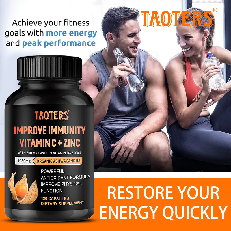 Vitamin C + Zinc + Ashwagandha 120 Capsules, Specially Selected Plant Extracts