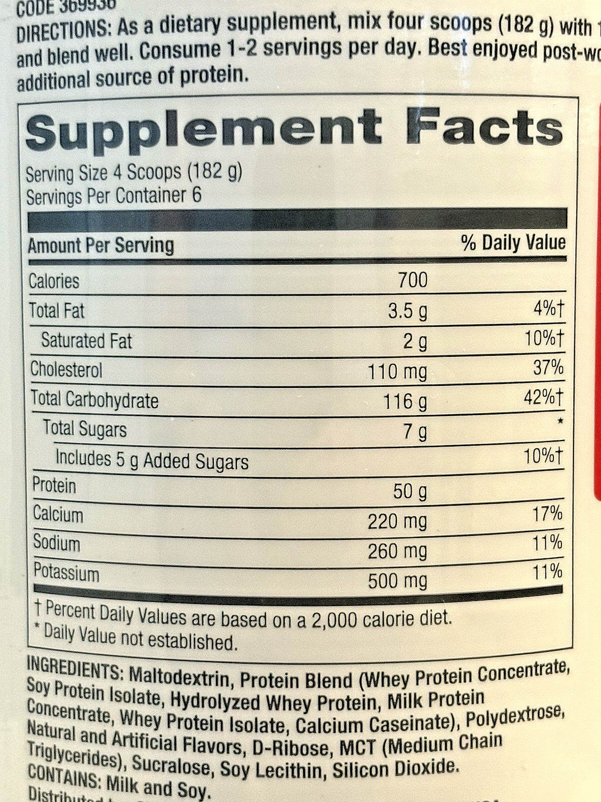 GNC Pro Performance Weight Gainer 50g Protein 700 Calories 6 ServingS Exp 10/26