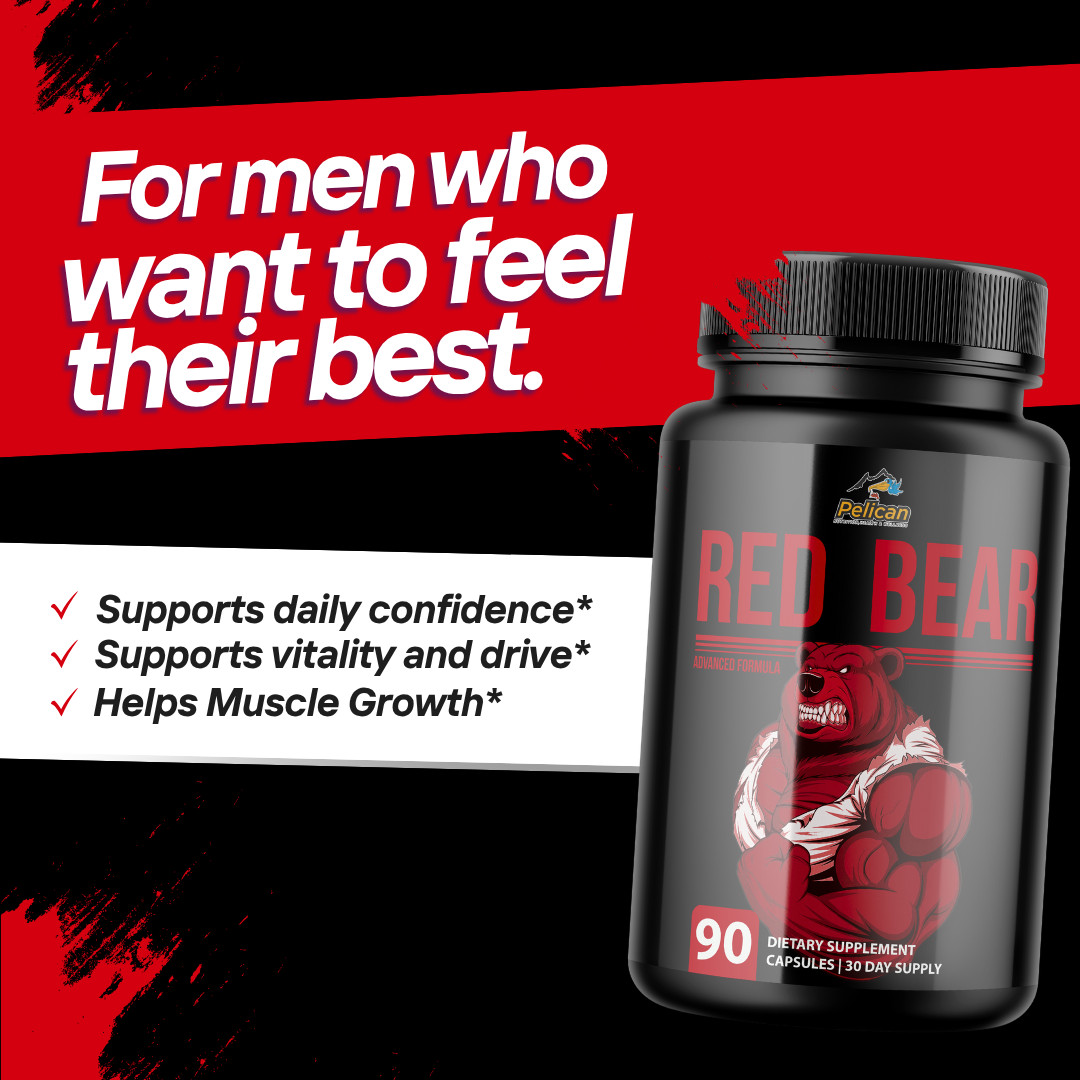 Red Bear- Bodybuilding & Men’s Health Support- 4 Bottles- 360 Capsules