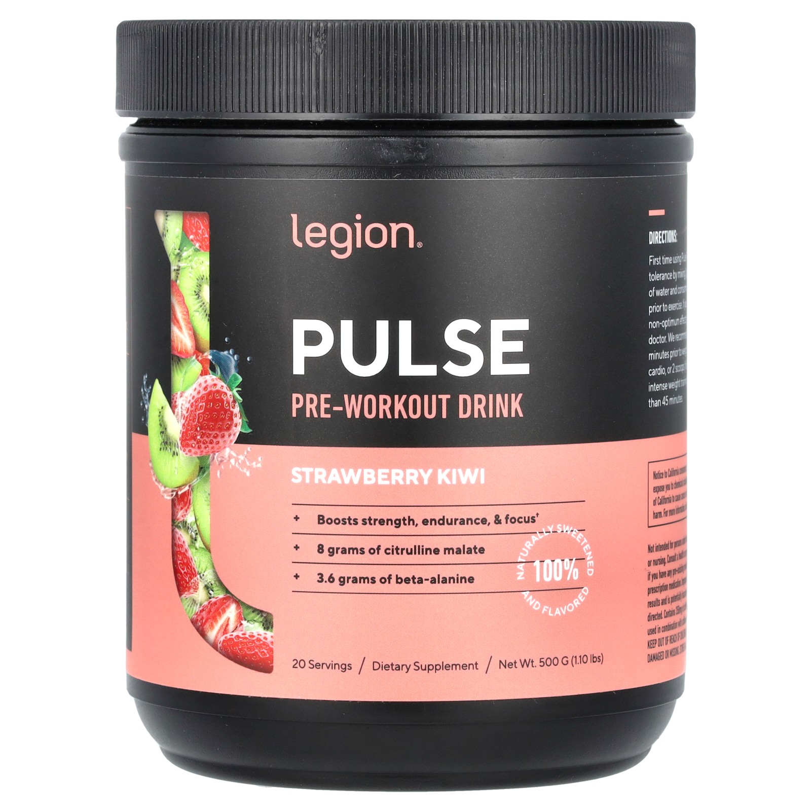 Pulse, Pre-Workout Drink, Strawberry Kiwi, 1.1 lbs (500 g)