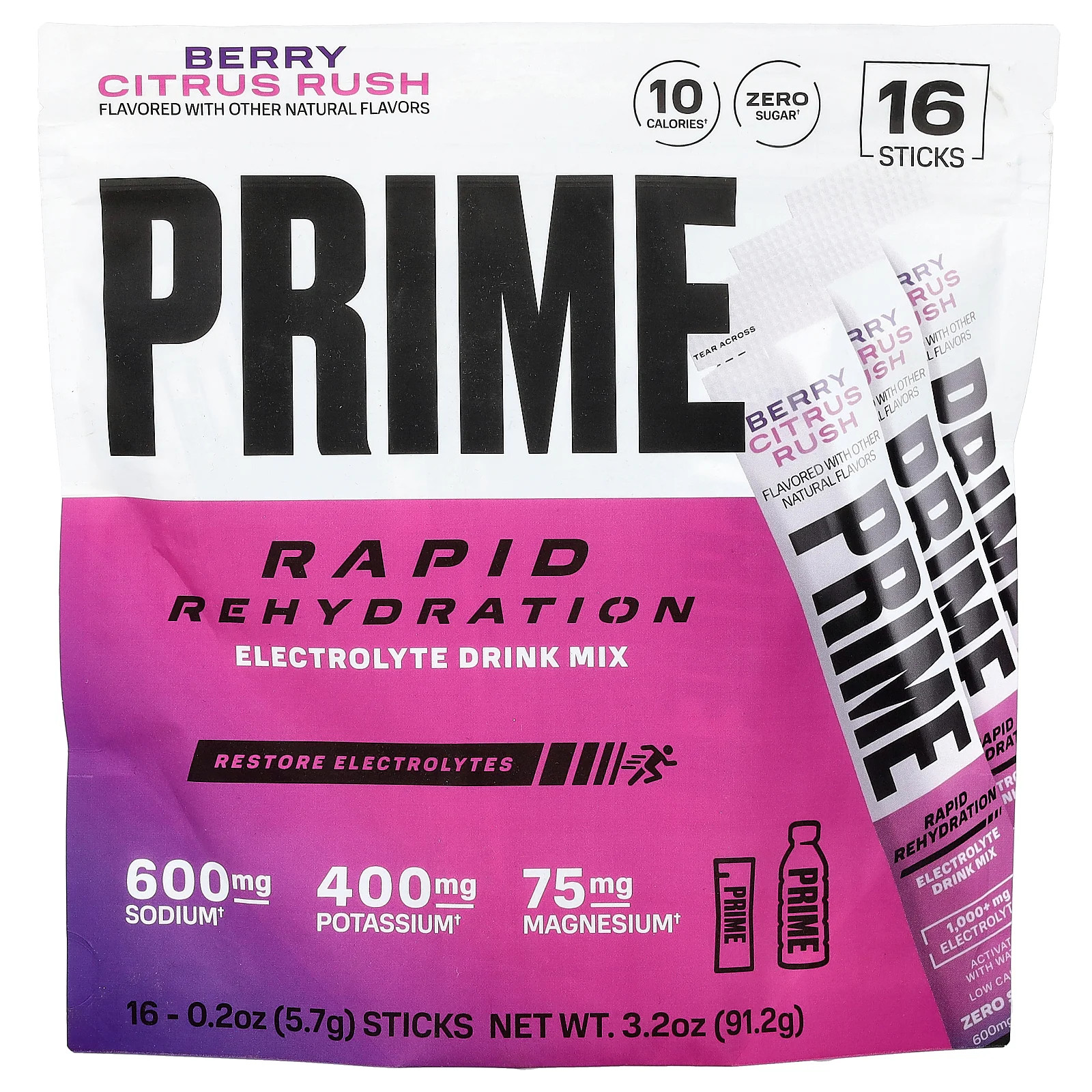 Rapid Rehydration, Electrolyte Drink Mix, Berry Citrus Rush, 16 Sticks, 0.2 oz