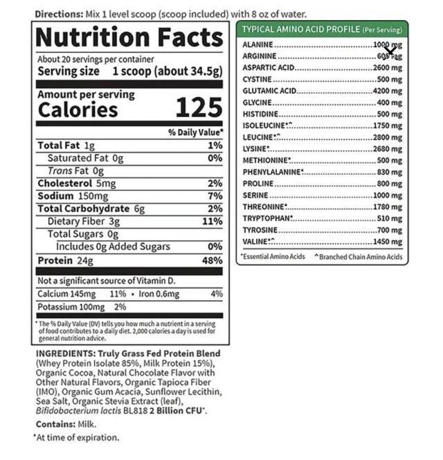 Garden Of Life Certified Grass Fed Whey Protein Powder Chocolate Flavor