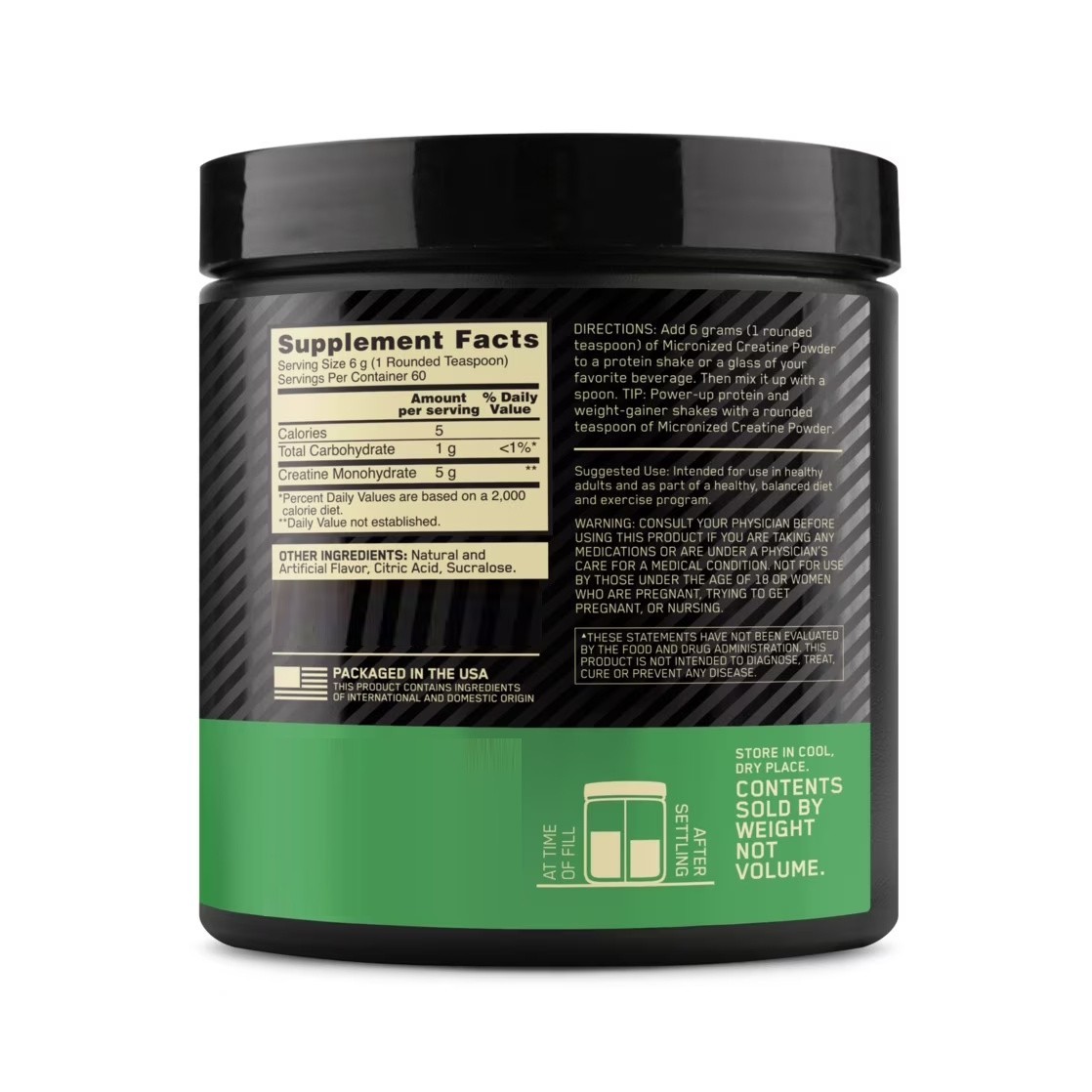 (2 pack) Optimum Nutrition Blueberry Lemonade Micronized Creatine Powder,60 Serv