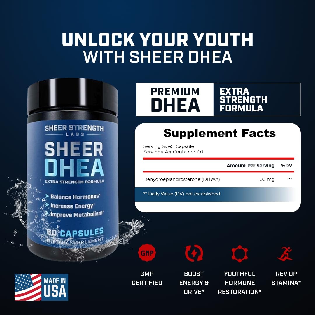 DHEA Supplement for Men 100mg – Pure 60 Count (Pack of 1)