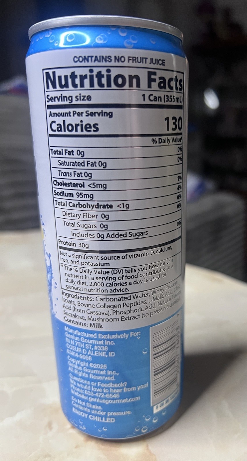 Genius Gourmet Sparkling Protein 30g Blue Rasberry Lemonade 12 Oz – Lot Of 11