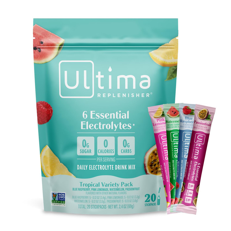 Ultima Replenisher Daily Electrolyte Powder Tropical Variety Pack 20 Stickpacks