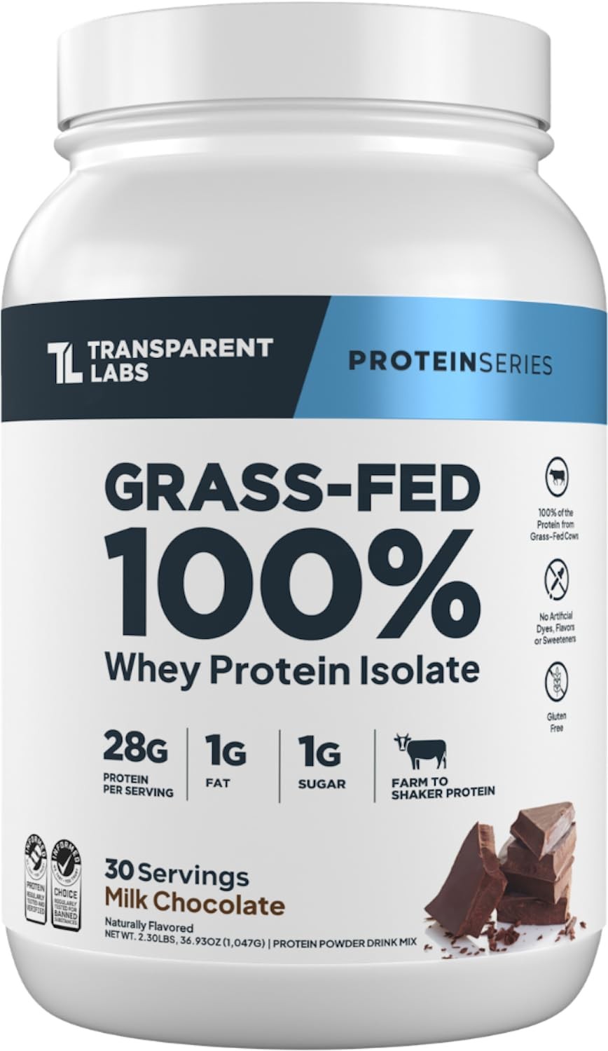Transparent Labs Grass~Fed Whey Protein Isolate, Milk Chocolate, 30 Servings