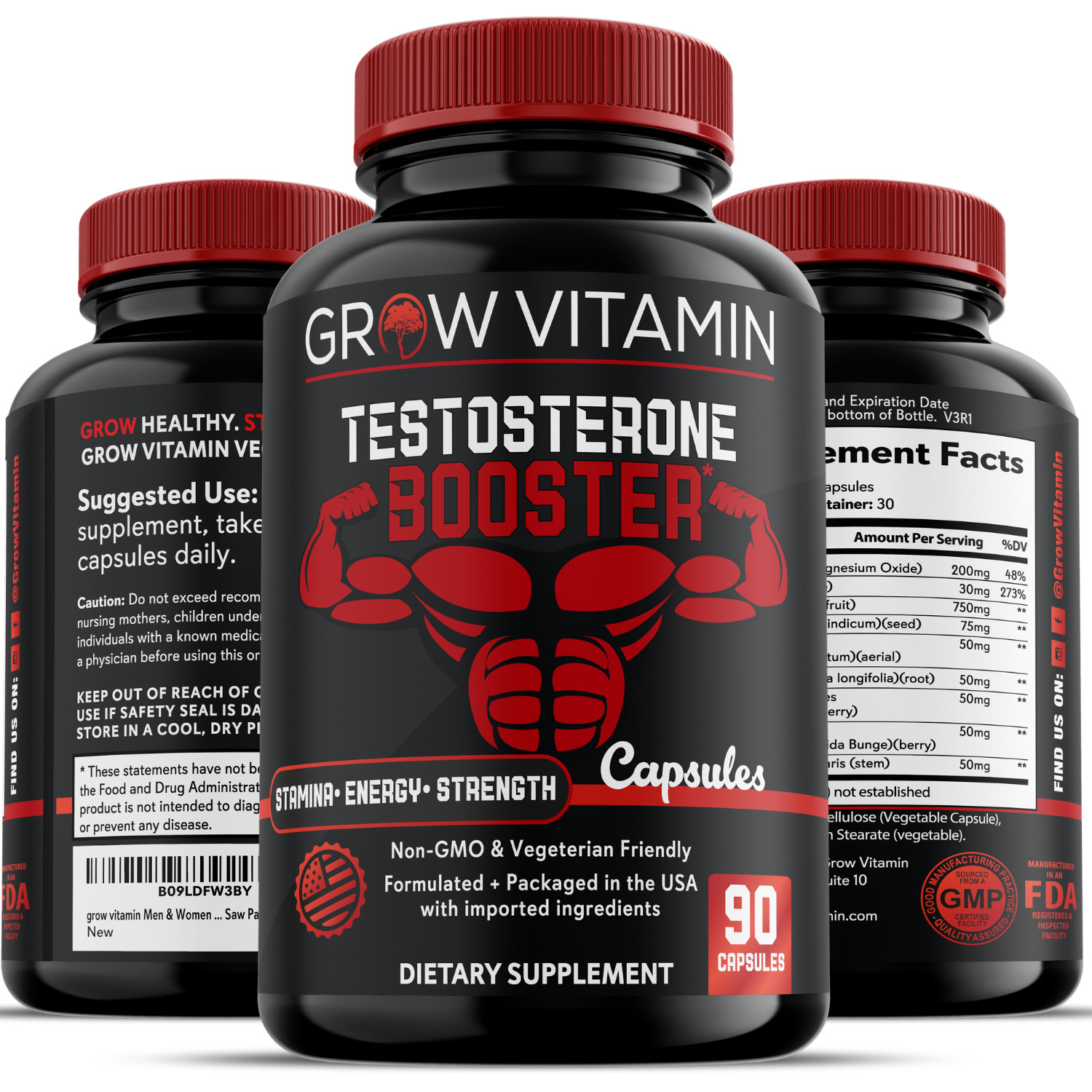 Strongest Testosterone Booster Men Performance, Libido Stamina Energy Pills 90ct