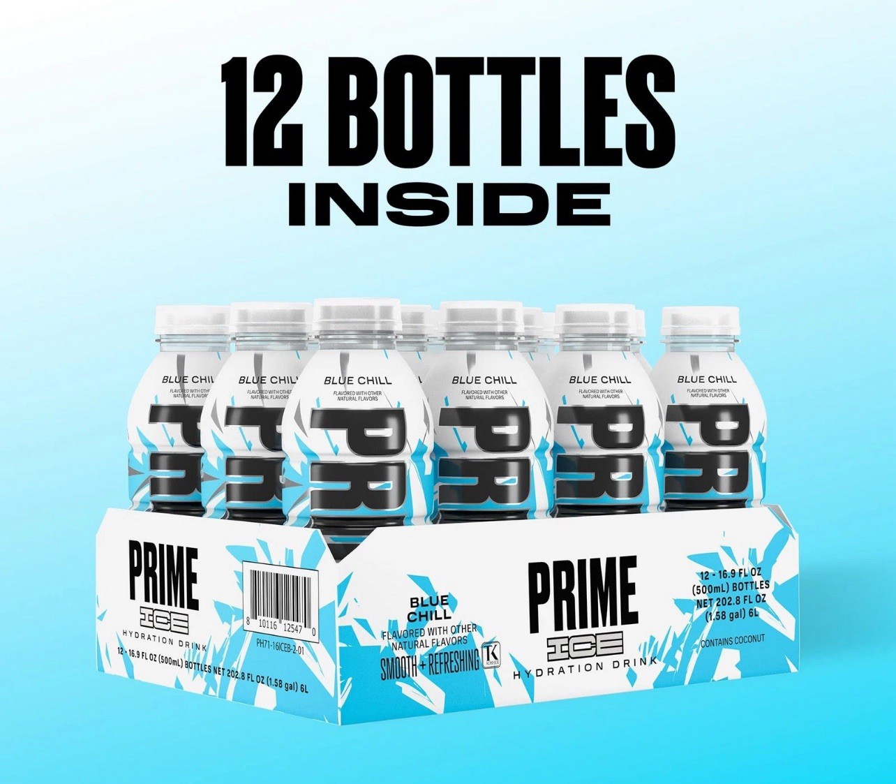 PRIME ICE Hydration Drink 16.9oz Pack of 12 Zero Sugar Electrolyte Beverage New