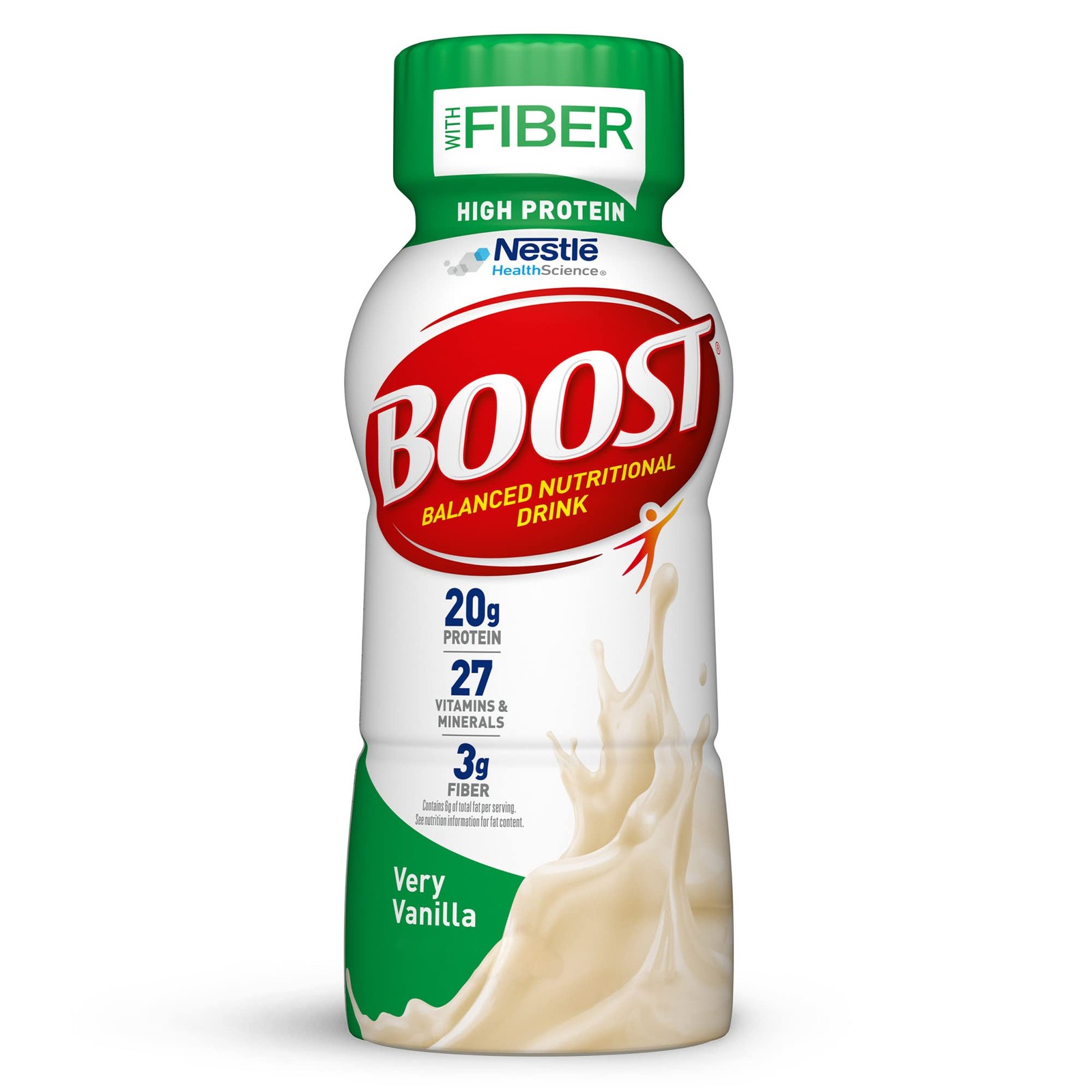 BOOST High Protein with Fiber Complete Nutritional Drink, Very Vanilla, 8 fl …