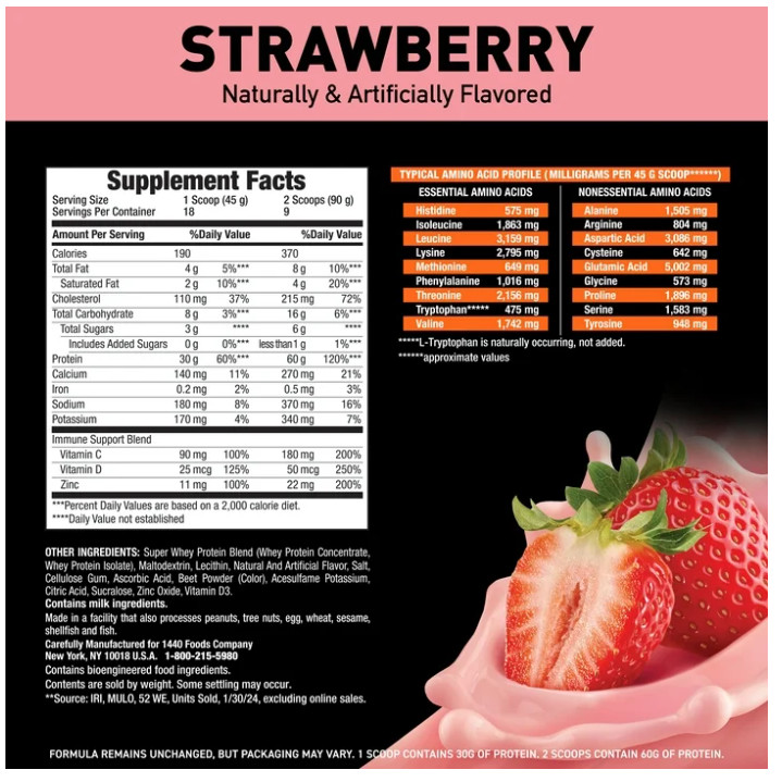 Body Fortress Super Advanced Whey Protein Strawberry 60g 1.78LB