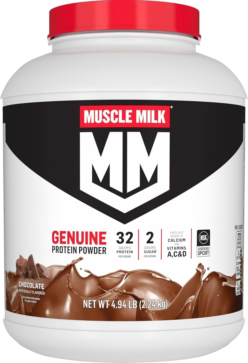 NEW Muscle Milk Genuine Protein Powder Chocolate 4.94 Pound 32g Protein/serving