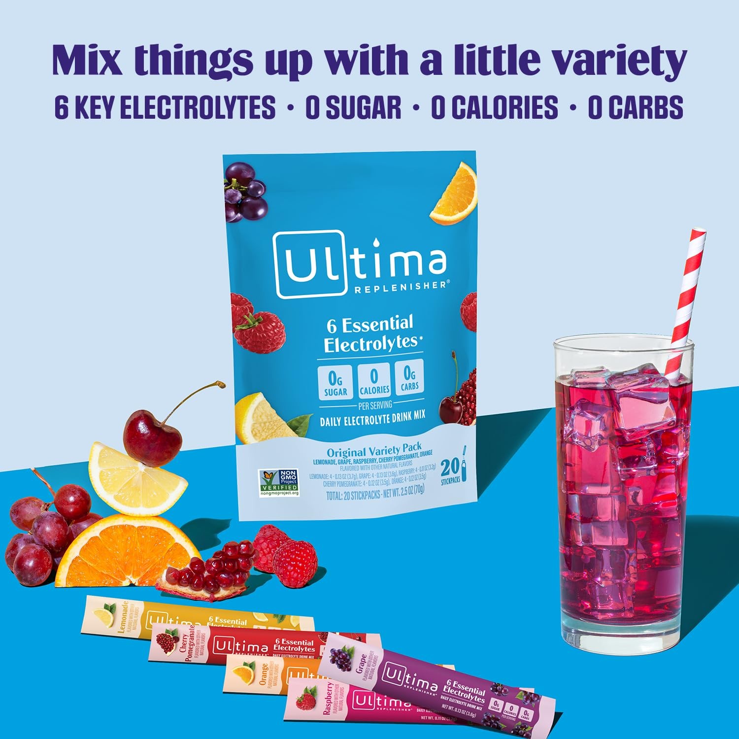 Ultima Replenisher Daily Electrolyte Powder Drink Mix Variety 20 Packets 6