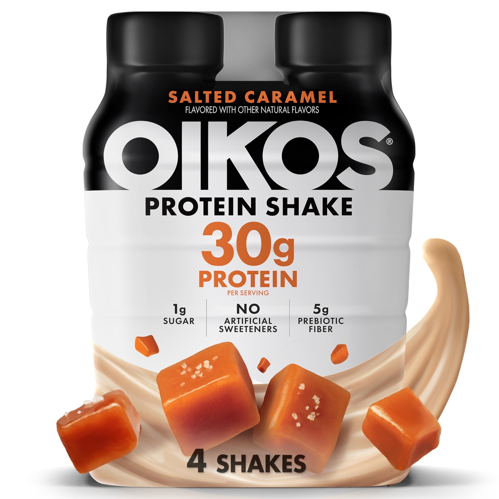 Oikos Protein Shake, Salted Caramel, 30g High 12 Fl Oz (Pack of 4)