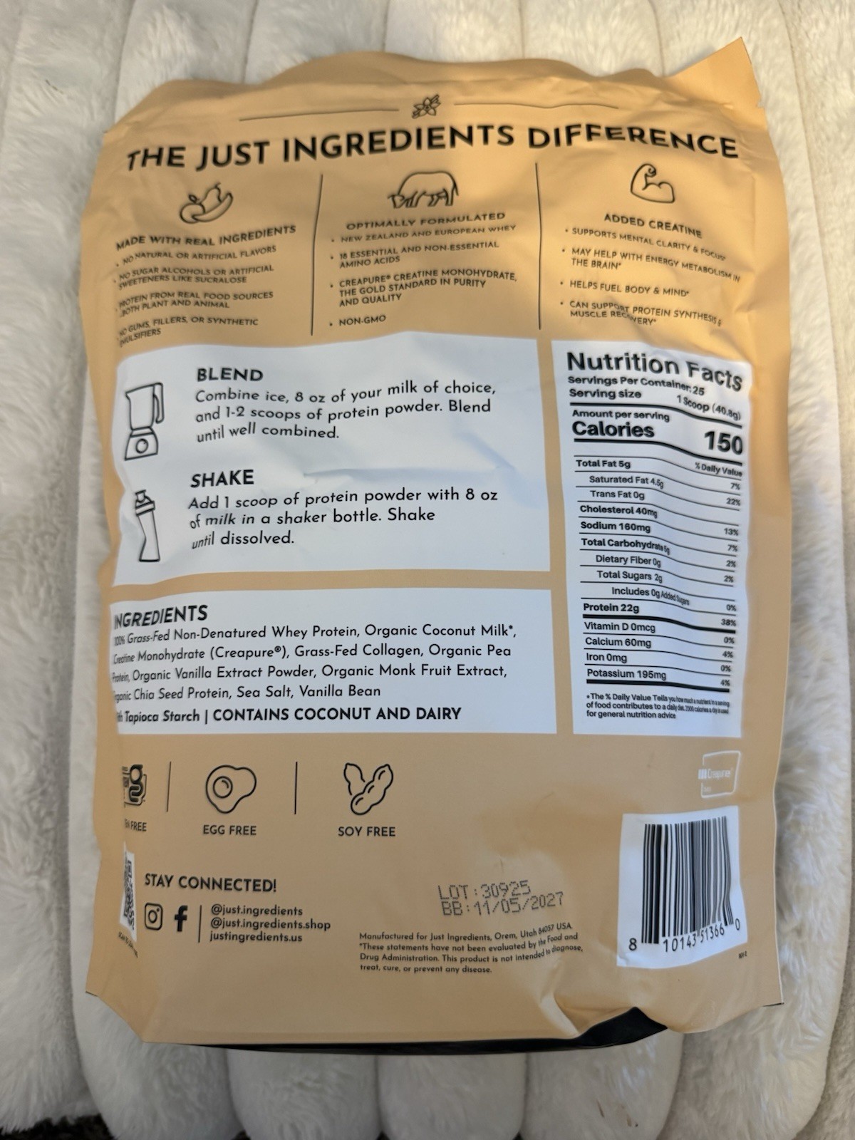Wow😨😱 1 JUST-INGREDIENTS -SPORTS NUTRITION LINE-French Vanilla+Creatine 05/27
