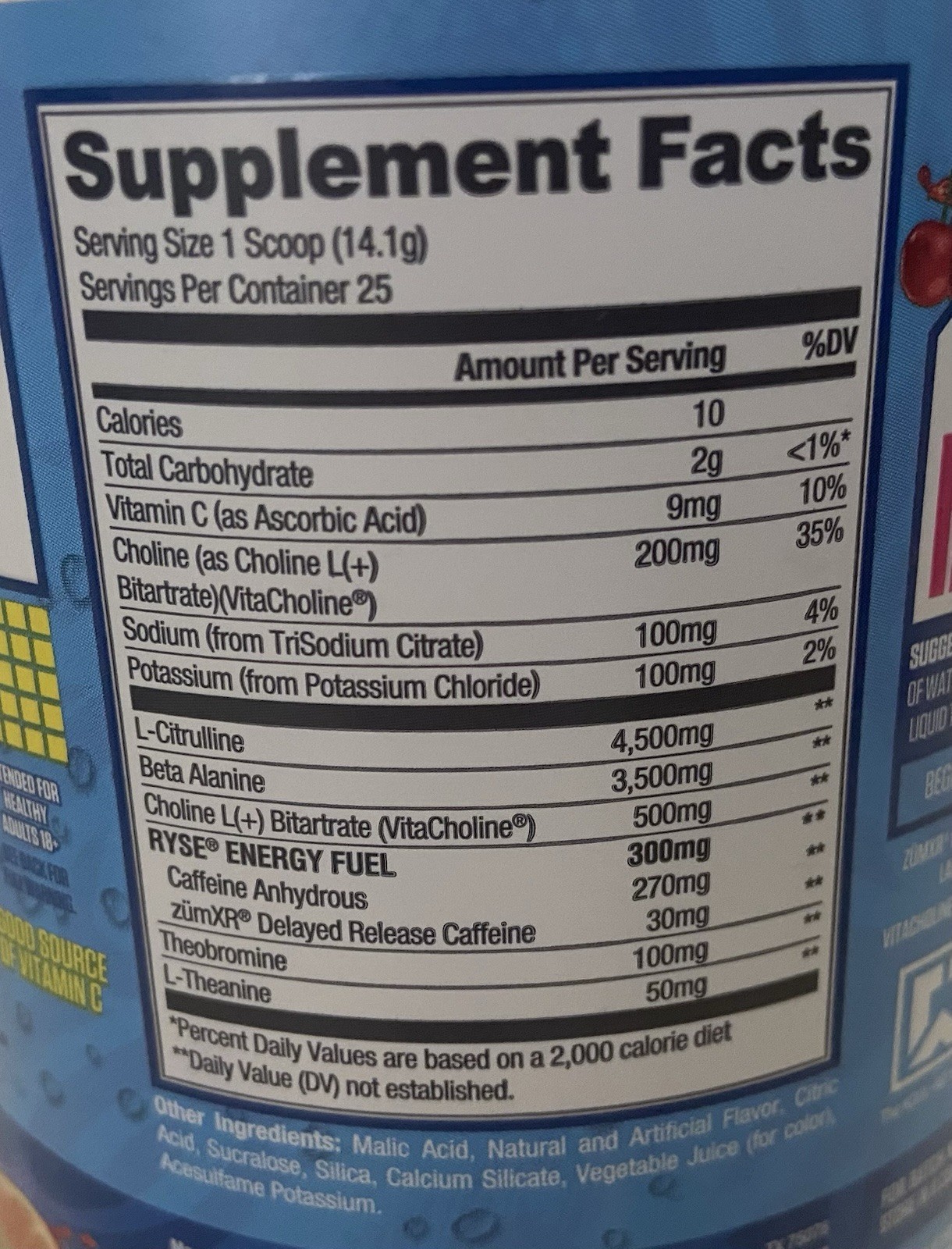 RYSE Pre Workout Kool Aid Tropical Punch 25 Servings with Scoop
