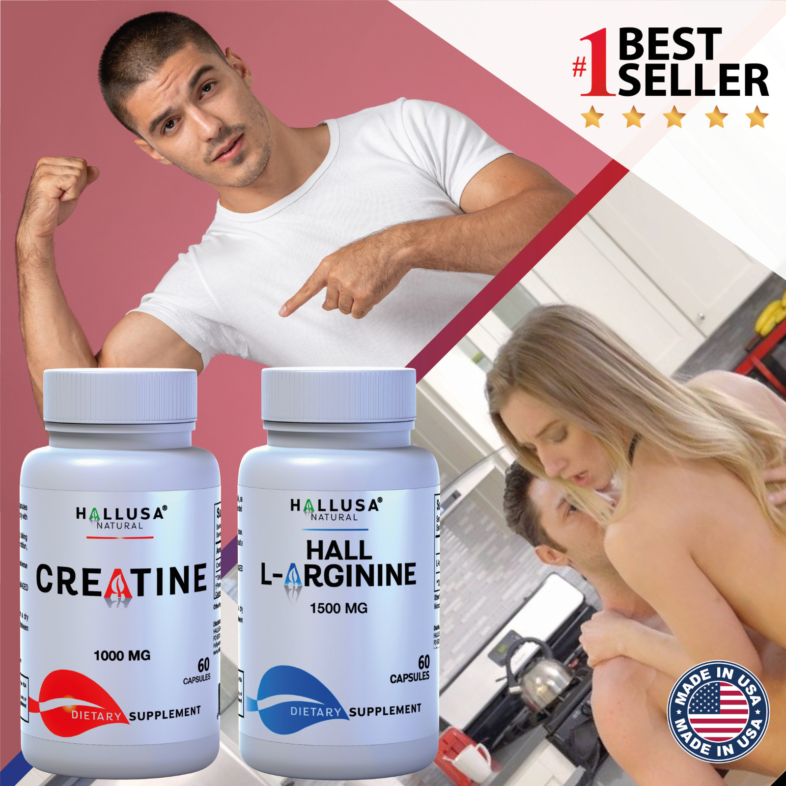 CREATINE & L-ARGININE – Muscle Recovery & Nitric Oxide Support – 120 Capsules