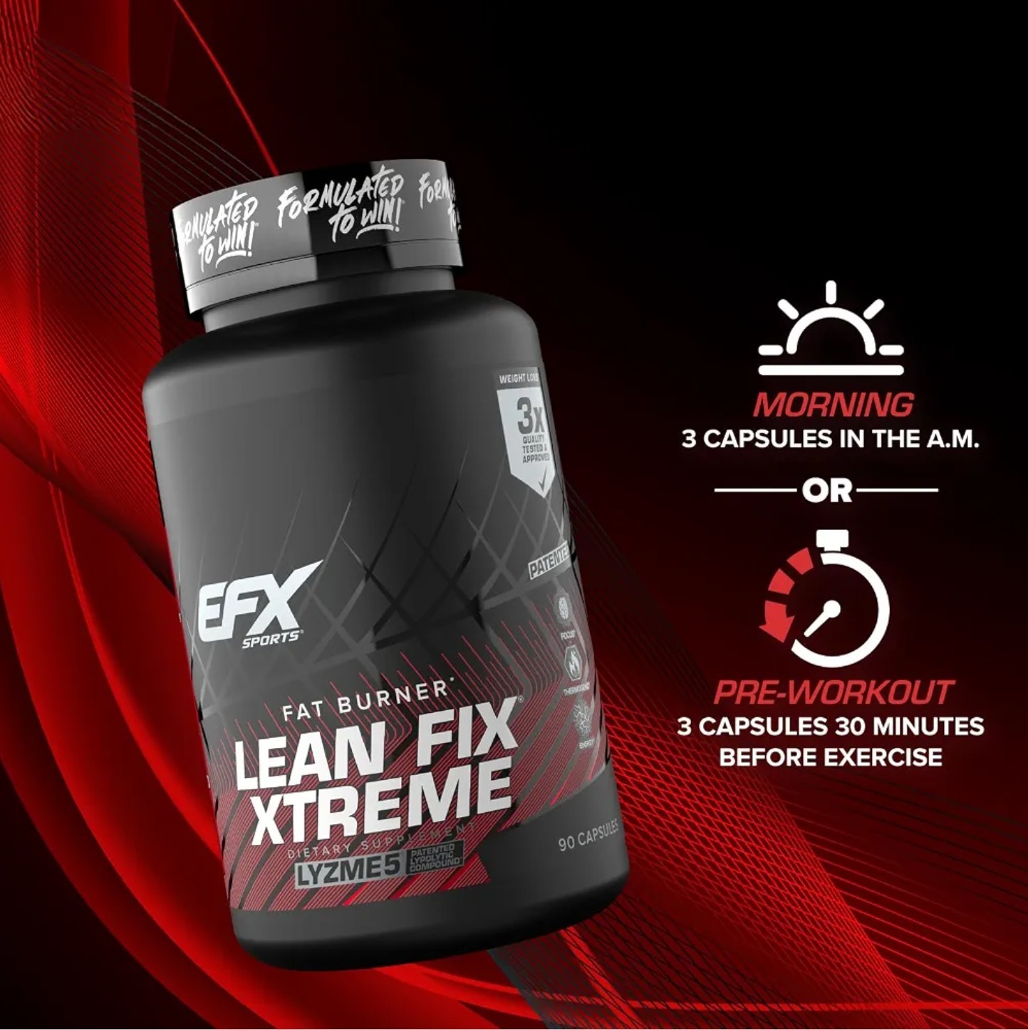 EFXSports LEAN FIX EXTREME Thermo Fat Burner 90 Caps (30 Servings) BEST BY 12/26