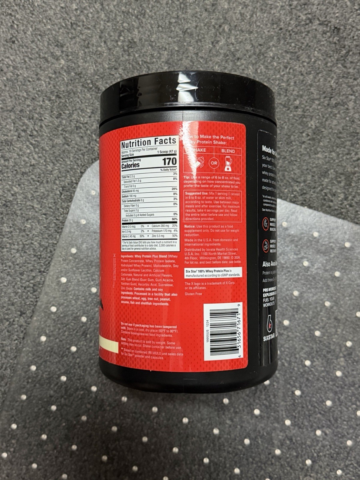 SixStar 100% Whey Protein Plus 30g VANILLA CREAM Flavor 1.81lbs- NEW SEALED-