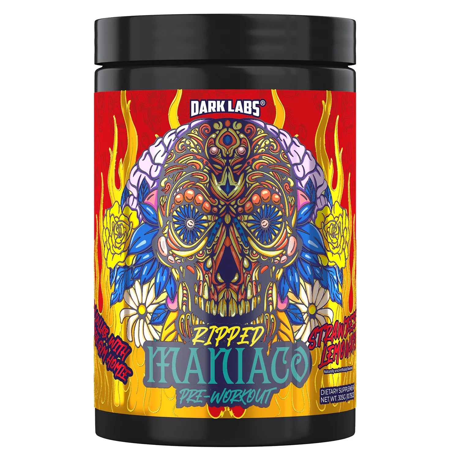 DARK LABS NEW RIPPED MANIACO High Stim Fat burner Pre-Workout StrawberryLemonade