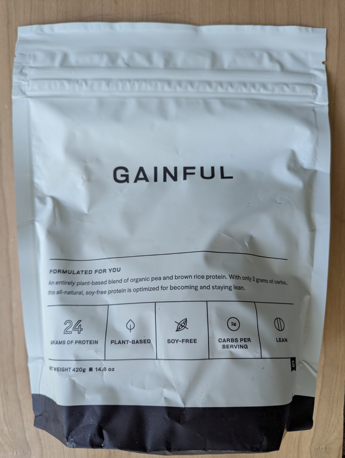Gainful Bag of Pea Protein- single bag, Gluten Free, Sugar Free, Soy Free 420g
