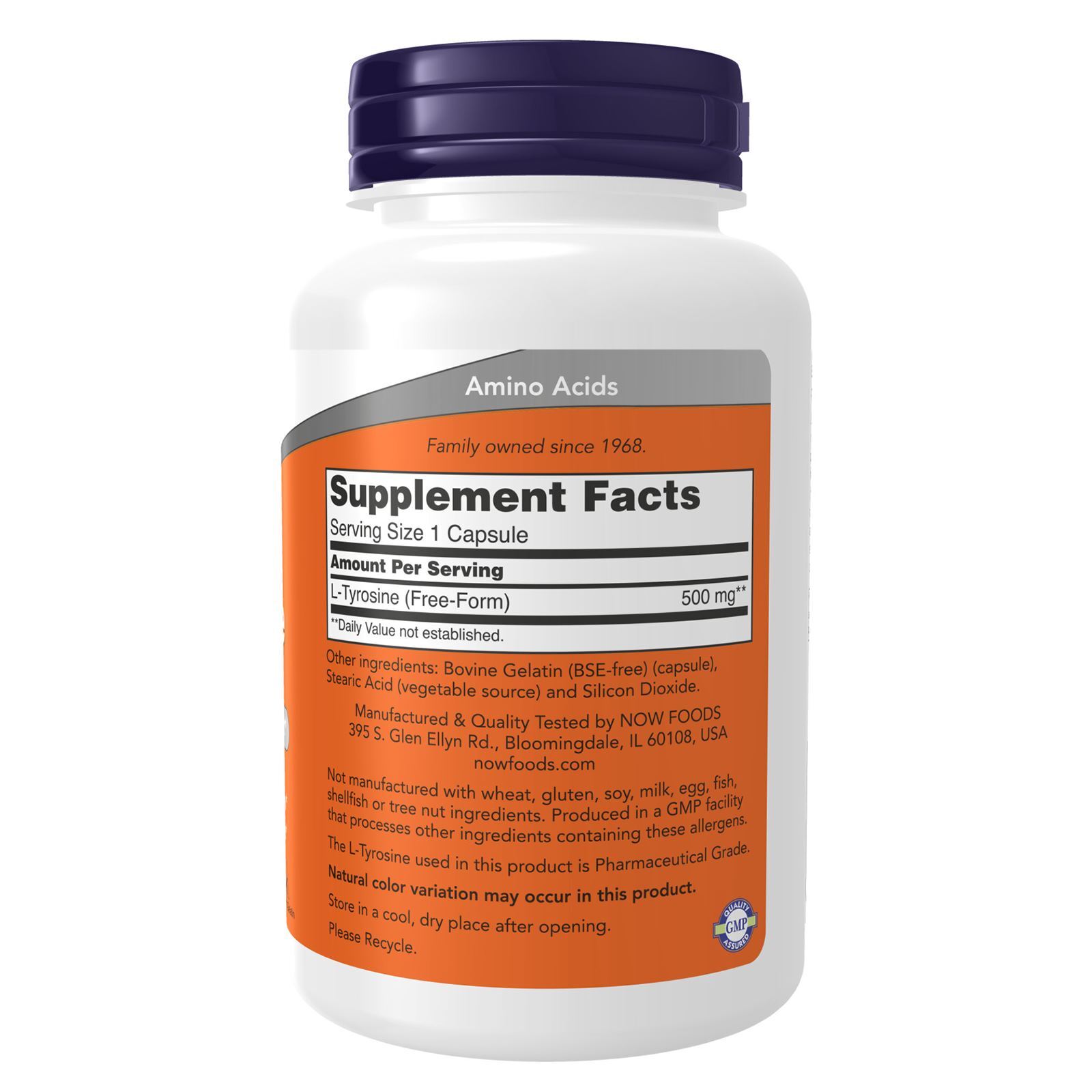 3 x NOW L Tyrosine 500 mg 120 Capsules Neurotransmitter Support