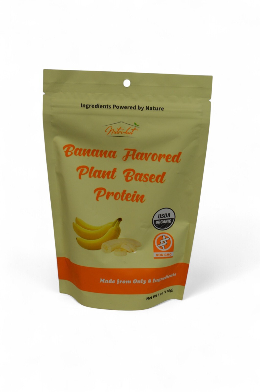 Nutri-hut Banana Plant Based Protein Powder 6oz Vegan Organic Non-GMO New