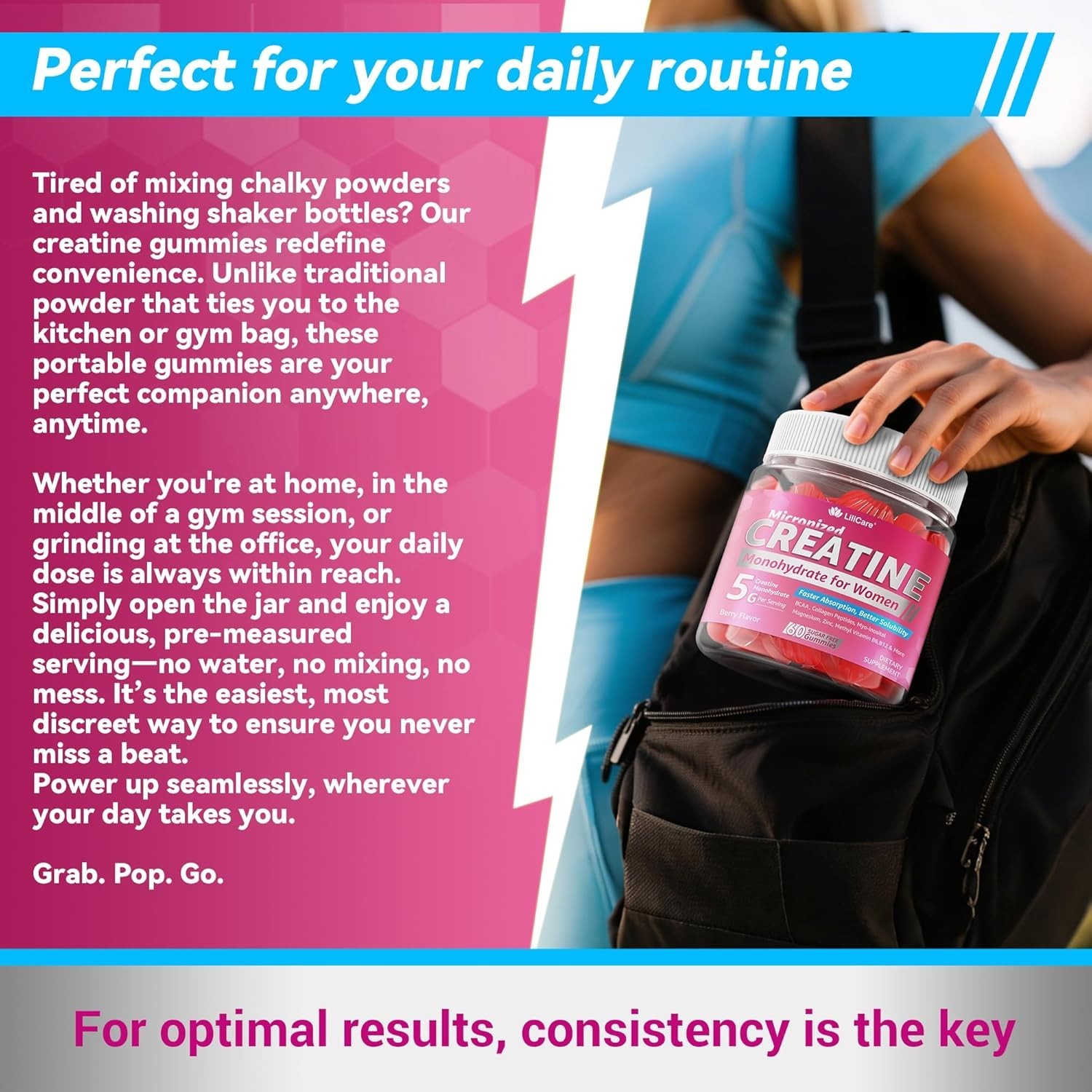 Creatine for Women Gummies, Micronized Creatine Monohydrate + Myo-Inositol