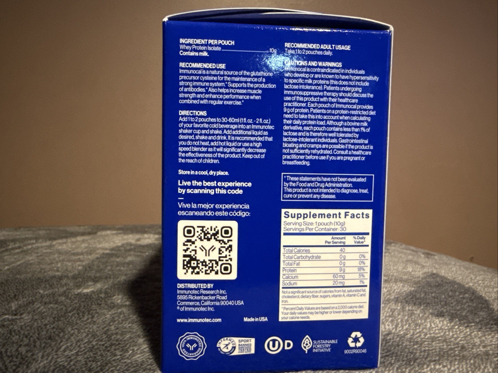 Immunocal Classic Blue Regular Glutathione Precursor, 30 Pouches by Immunotec