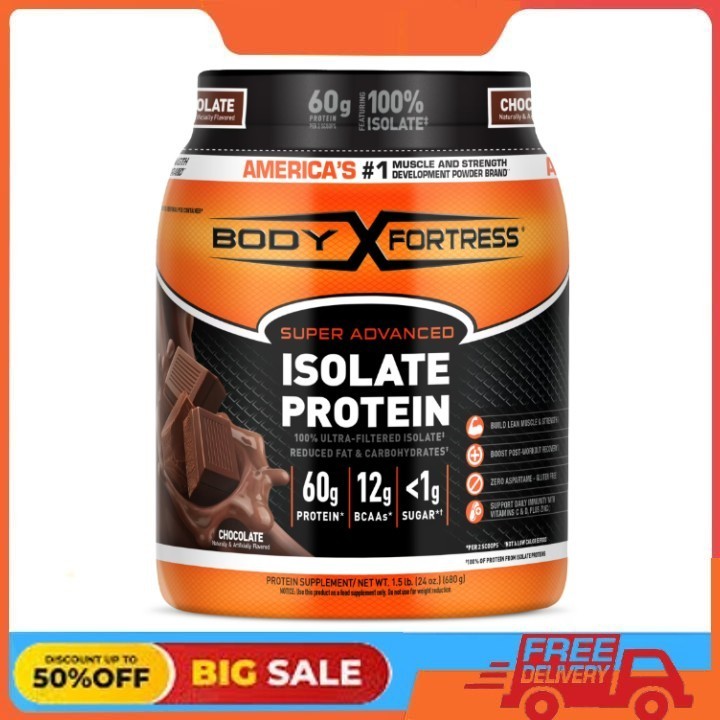 Body Fortress Super Ultra-filtered Isolate Protein Powder, Chocolate, 1.5 lb