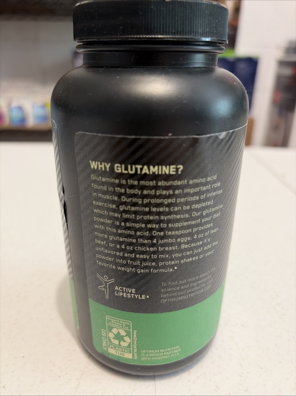 Optimum Nutrition Glutamine Powder Unflavored 10.58 oz 300 g Exp 2028
