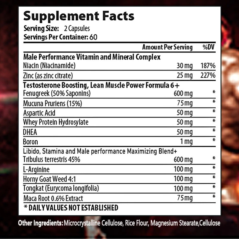 Natural Testosteron Booster MAX Muscle Mass, Energy & Stamina 120Capsules