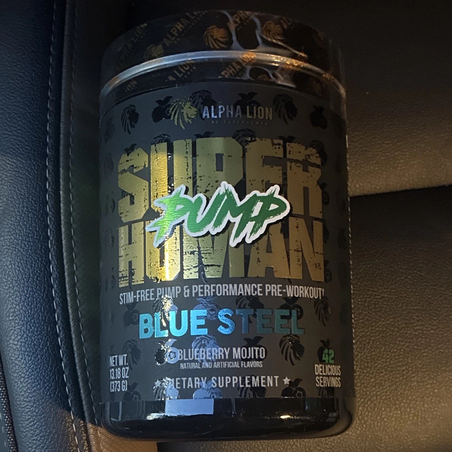 Alpha Lion SuperHuman Pump Pre-Workout Stimulant Free Blueberry Mojito exp 11/27