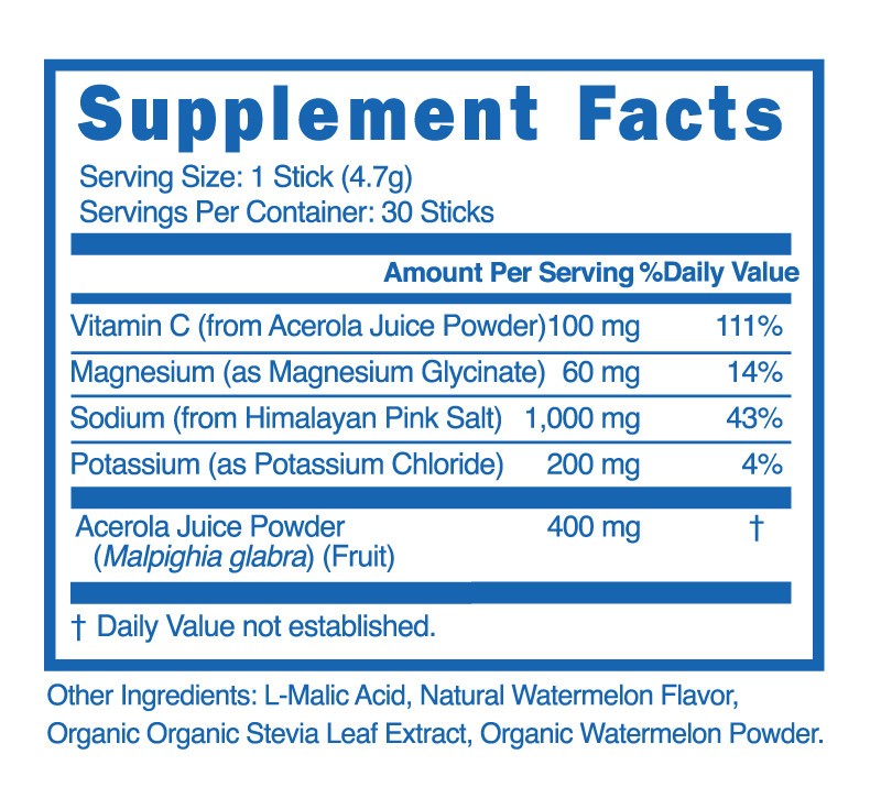 Hydration Amplifier Electrolyte Drink Mix Powder Packets Lemonade or Watermelon