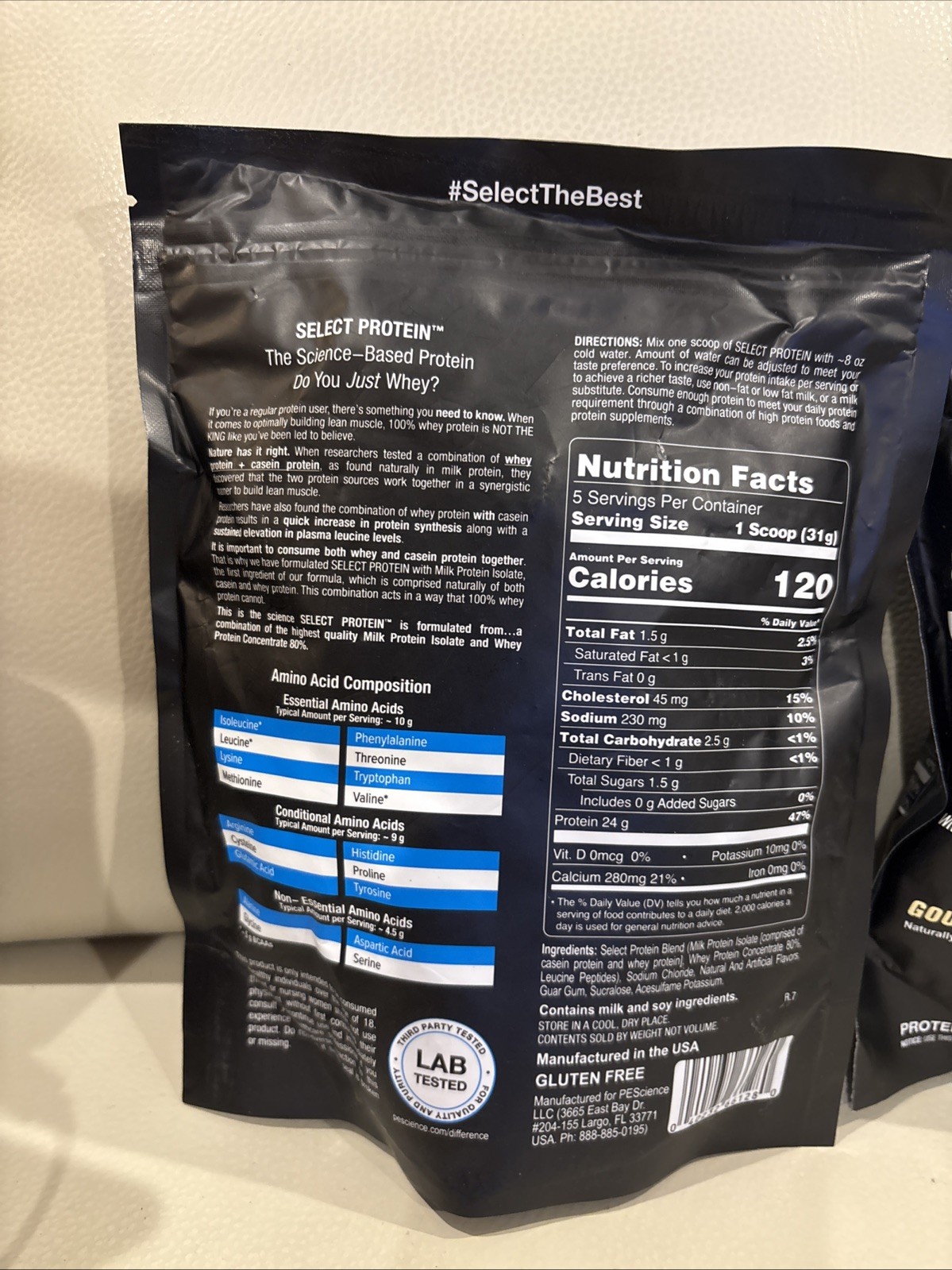 2 Pk ~ Select Protein Powder, Whey and Casein Blend, Lean Protein Powder