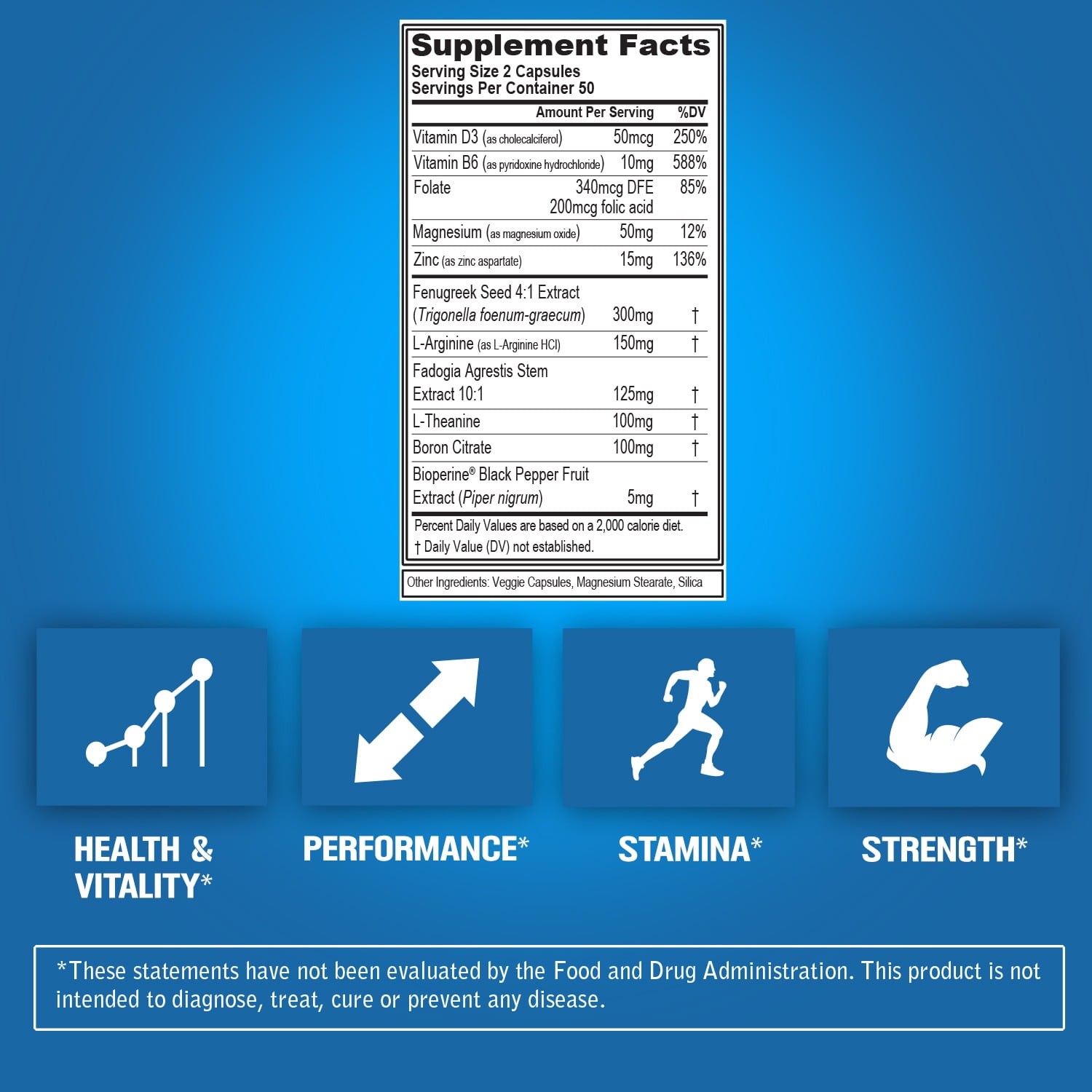 Testmode Testosterone Support Supplement for Men’s Health – 50 Servings