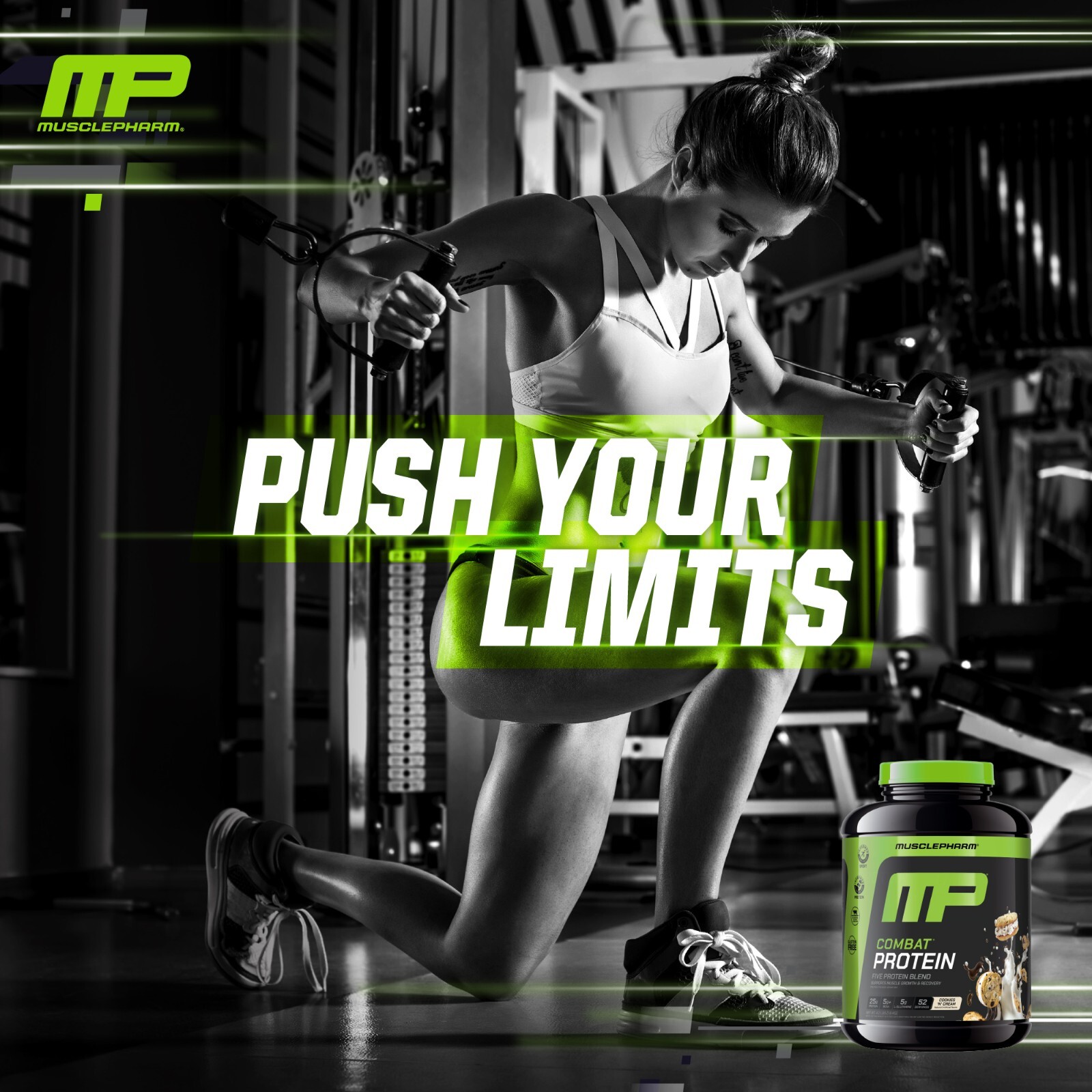 MusclePharm Combat Protein Powder – 4 lb, 52 Servings, Cookies & Cream
