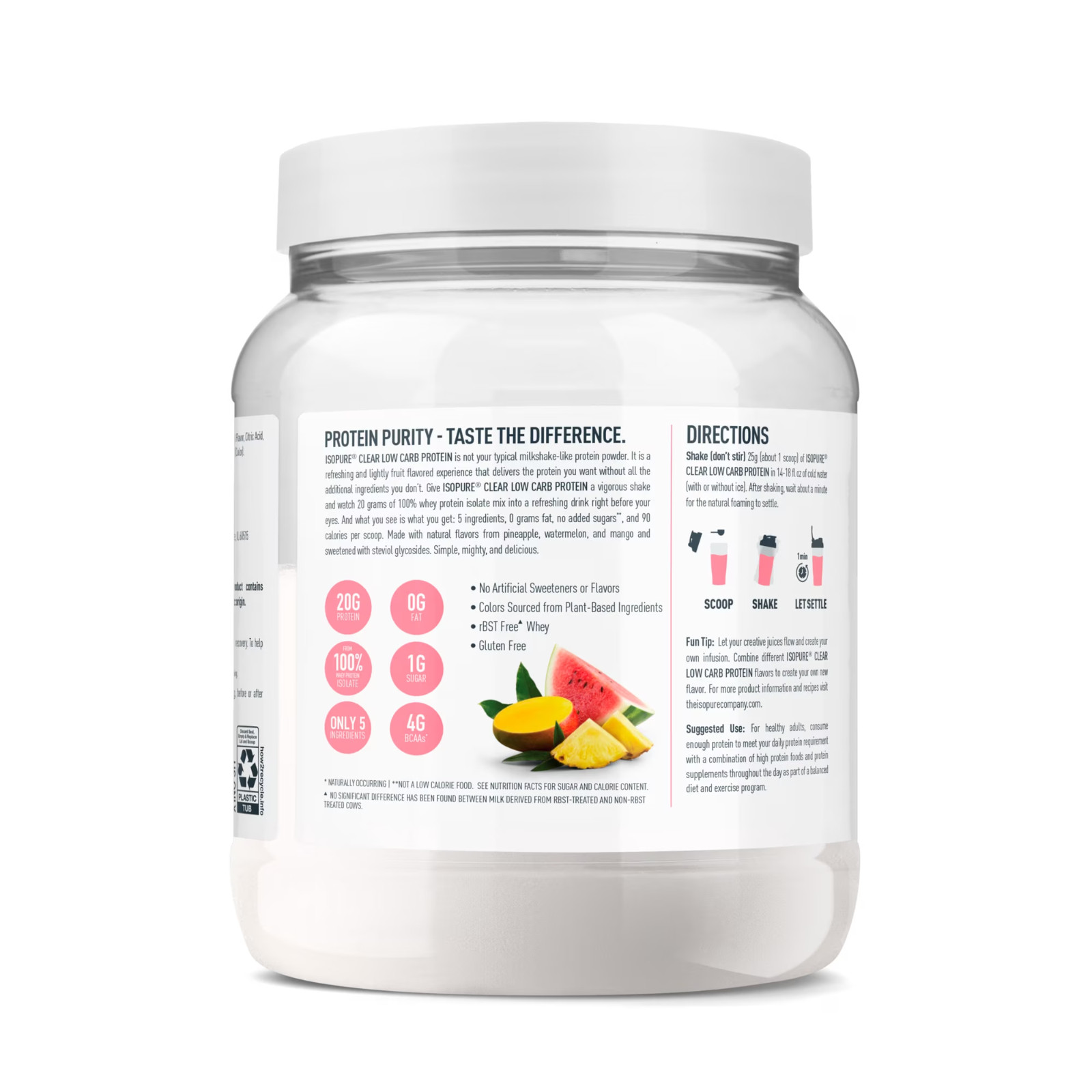 Isopure Clear Low Carb 100% Whey Protein Isolate Powder, Tropical Punch, 14 OZ