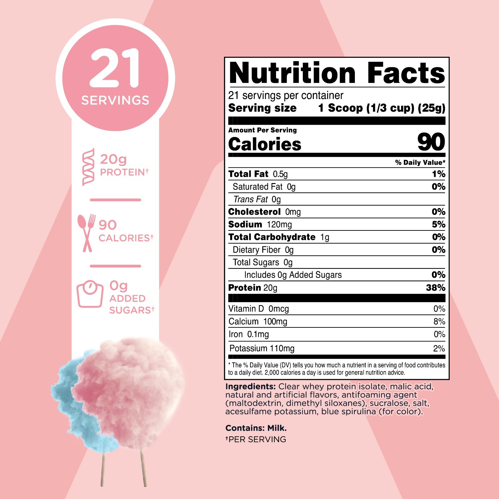 TransformHQ Clear Protein Powder (Cotton Candy) 21 Servings – 20g of Protein