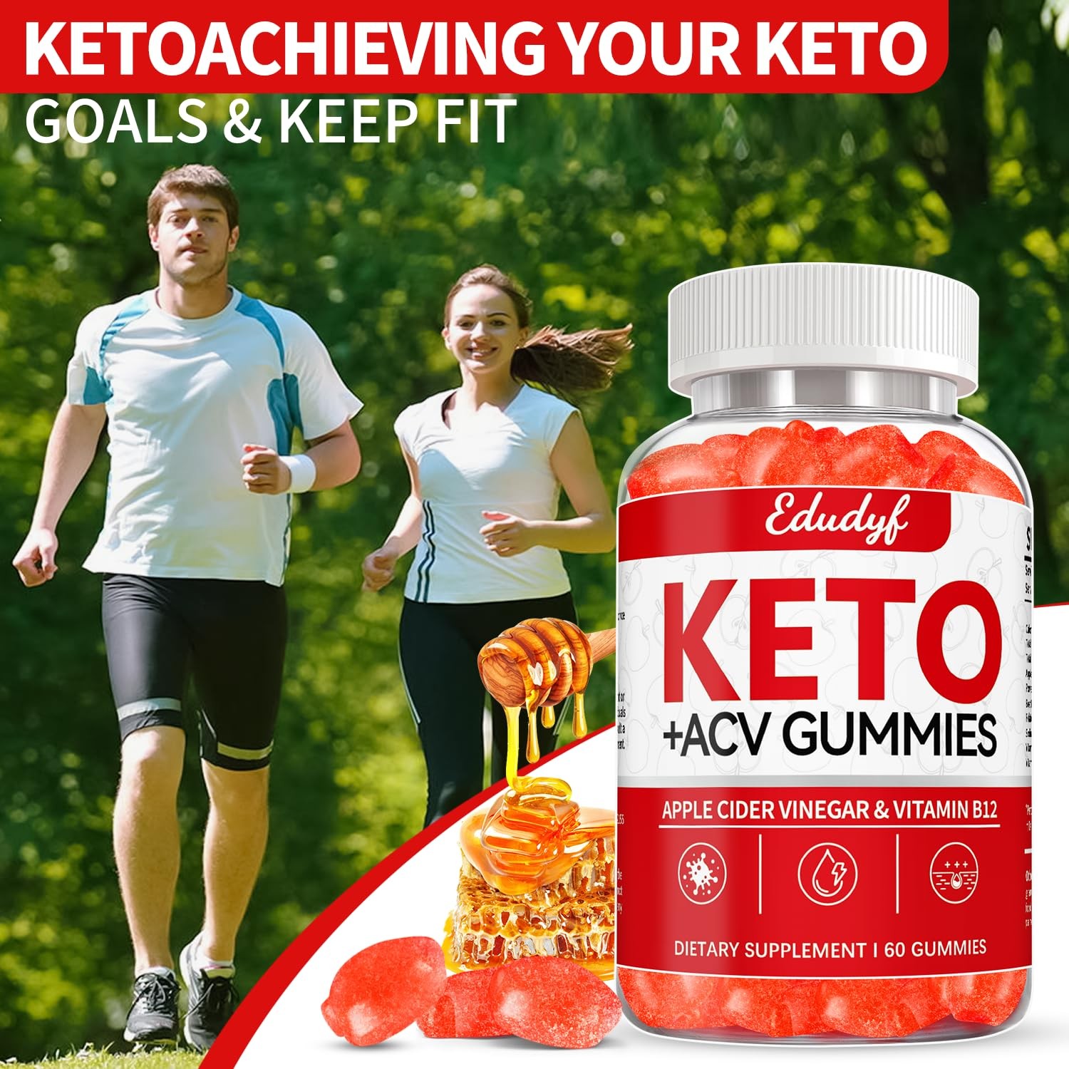 EDUDYF Keto ACV Gummies – 60 Count Gluten-Free, 60 (Pack of 1)